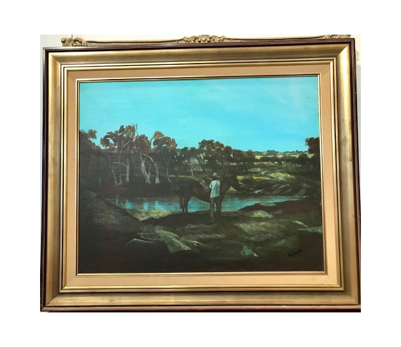 Horse and Rider by Waterhole