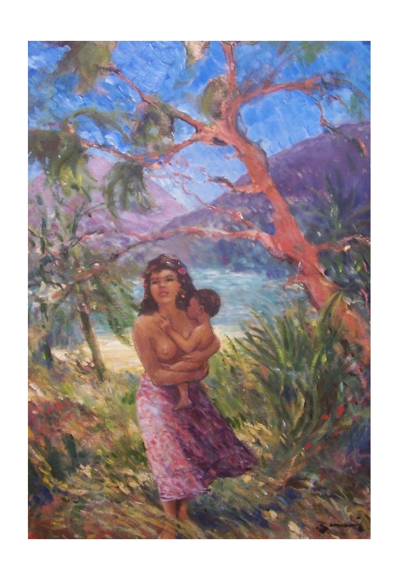 Tahitian Mother and Child